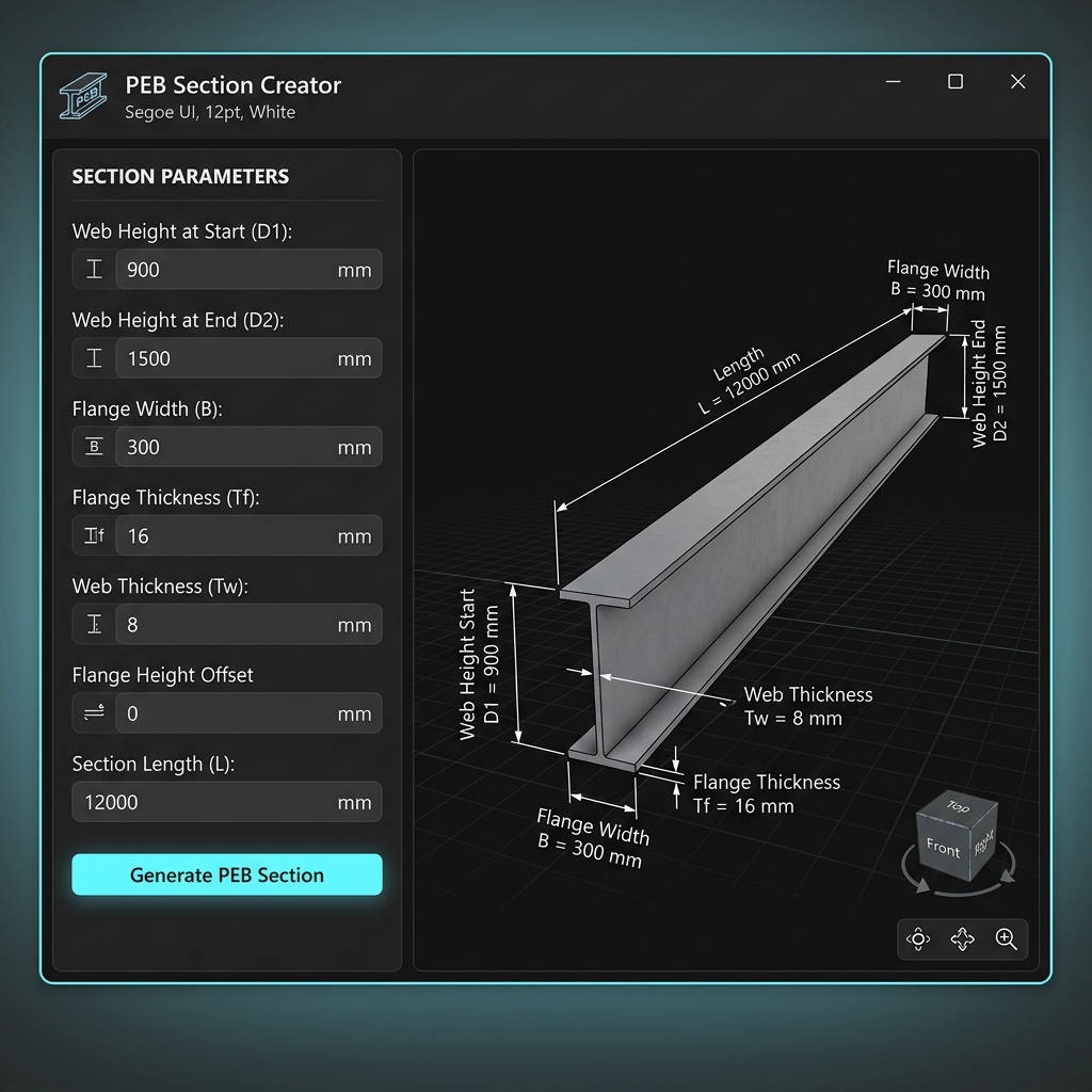 PEB Section Creator UI